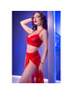 chilirose - cr 4850 set top rojo y leggins con complementos dorados s