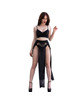 chilirose - cr 4672 black top skirt and thong with golden chains s