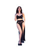chilirose - cr 4672 black top skirt and thong with golden chains s