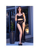 chilirose - cr 4672 black top skirt and thong with golden chains s