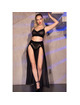 chilirose - cr 4672 black top skirt and thong with golden chains s