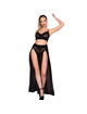 chilirose - cr 4672 black top skirt and thong with golden chains s