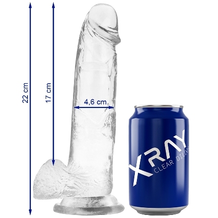 x ray - clear cock with balls 22 cm -o- 4.6 cm
