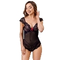Body Corsetti Evelyn com Renda e Transparência Preto