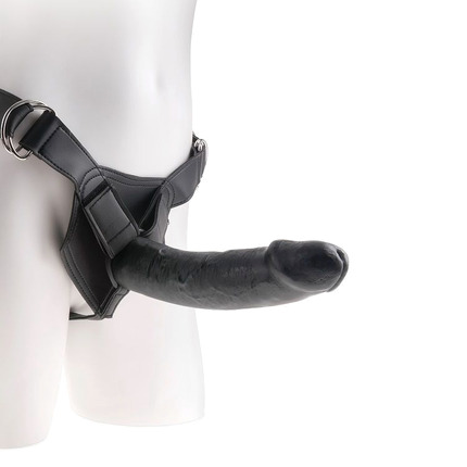 king cock - harness con pene realÍstico negro 22.9 cm