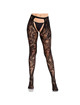 Leg avenue - medias de encaje de rosas con parte trasera abierta negro