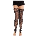 leg avenue - medias sin pies de encaje floral negro