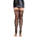 leg avenue - medias altas sin pie de encaje con aro para dedo negro
