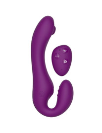 xocoon - strapless strap-on vibrador 2 en 1 con control remoto morado