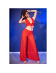 chilirose - cr 4857 set top y pantalones rojo talla s