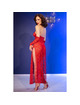 chilirose - cr 4853 vestido rojo de encaje con guantes s/m
