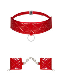 Coleira Obsessive com Algemas Vermelho