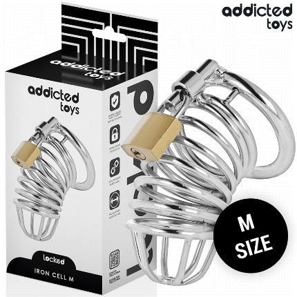 addicted toys locked - iron cell jaula para pene de metal talla m