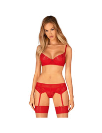 obsessive - ingridia set tres piezas rojo xs/s