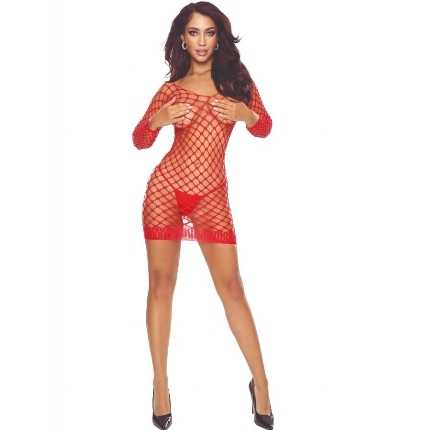 passion - bs108 bodystocking grid red