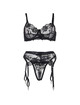 Subblime - 945244 sujetador + panties con liguero diseÑo floral negro l/xl