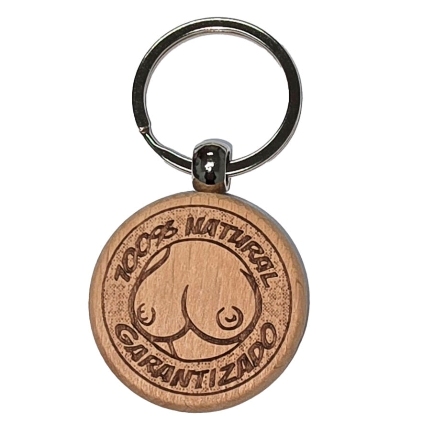 Diablo picante - wooden breast-shaped keychain