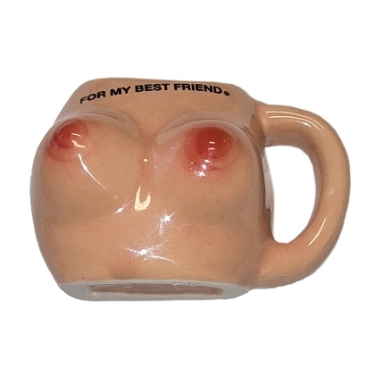 diablo picante breast magnet in ceramic mug “for my best friend”