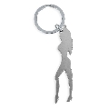 diablo picante - llavero con silueta de mujer color plata con abridor de cerveza