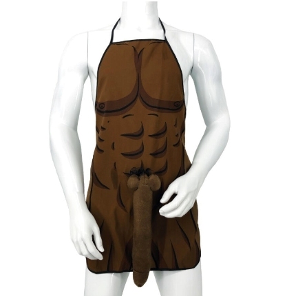 Avental Diablo Musculado Pénis 3D Castanho