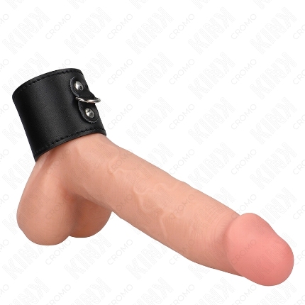 kink - leather penis ring with pressure closure 18 x 5 cm