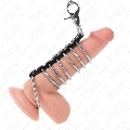 kink - 7 metal penis rings 3.8 cm to 5 cm connected with leather and metal chain 100 cm