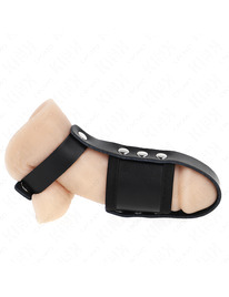 kink - anillo jaula pene cuero con correa divisoria de bolas recubierto ajustable
