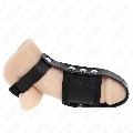 kink - leather penis cage ring with adjustable coated ball divider strap