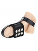 kink - leather penis cage ring with adjustable coated ball divider strap