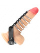 Cock Cage Kink Couro com Corrente de Metal 5 Aneis