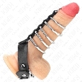 kink - leather penis ring with lock strap 21 x 2 cm and 5 metal rings from 3 cm to 4 cm