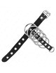 Cock Cage Kink Couro com Corrente de Metal 5 Aneis