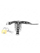Cock Cage Kink Couro com Corrente de Metal 5 Aneis