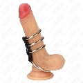 kink - 4 metal penis rings 3.7 cm to 5 cm connected by leather