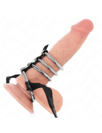 kink - 4 anillos pene metal conectados 3.8 cm a 5 cm con cinturÓn de polipiel 112 cm