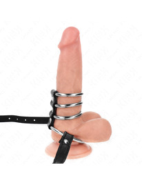 Cock Cage Kink Couro com Cinto de Couro e 5 Aneis