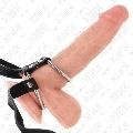 kink - double metal penis ring 3.8 cm to 5 cm with leather belt 112 cm