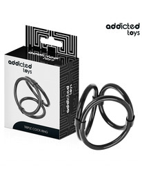Cockring Addicted Toys Triplo Fino Preto