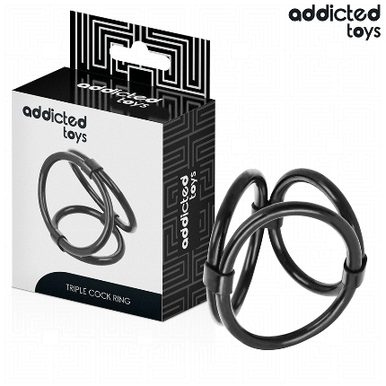 Cockring Addicted Toys Triplo Fino Preto