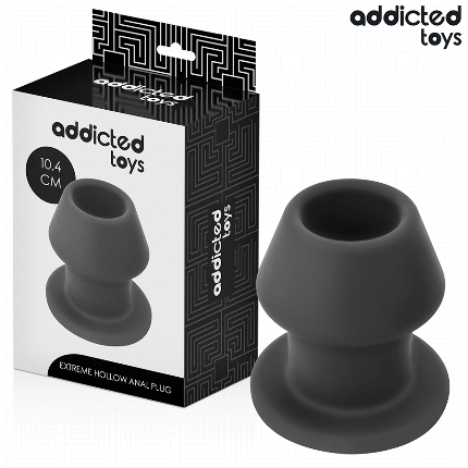 addicted toys - extreme hollow anal plug silicone size l 10.4 cm