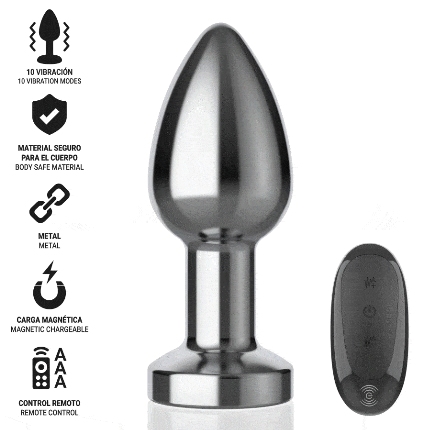 intense - anal plug 10 vibrations metal with remote control m