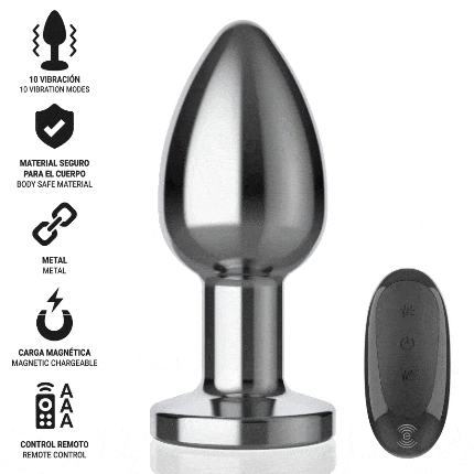 intense - plug anal 10 vibraciones metal con control remoto l