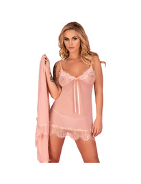 livco corsetti fashion - hyeona 1710 babydoll + tanga rosa s