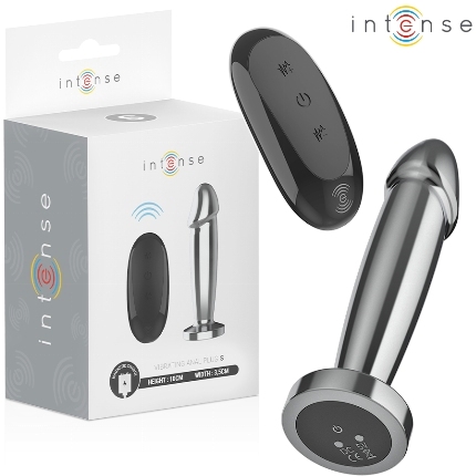 intense - plug anal 10 vibraciones metal en forma de dildo con control remoto s