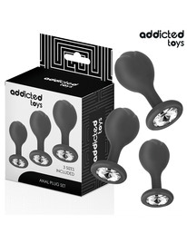 addicted toys - set de 3 plug silicona anal con joya