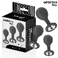 addicted toys - set of 3 anal plug silicone with jewel