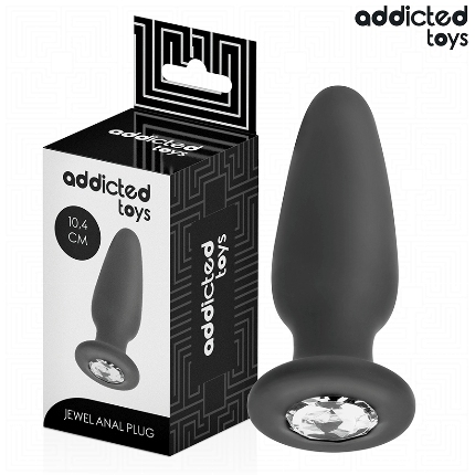 addicted toys - anal plug with jewel silicone size m 10.4 cm
