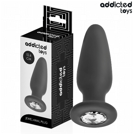 addicted toys - anal plug with jewel silicone size l 12.6 cm