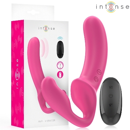 Strap On Intense Amy Strapless com Vibração e Comando Rosa 20 cm