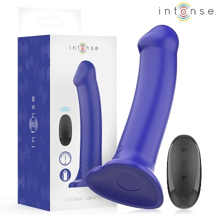 intense - victoria vibrator with suction cup 10 vibrations dark blue remote control